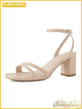 Strappy Square Toe Chunky Block Heel Ankle Buckle Heeled Sandals